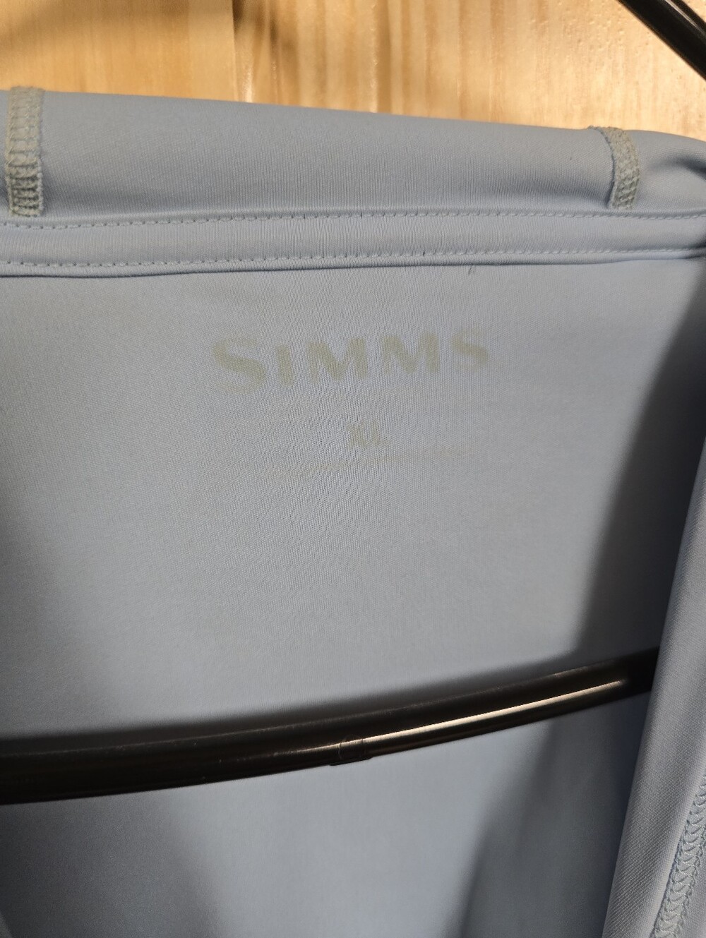 Simms Men’s Hooded Performance Shirt - Pale Blue with Black Logo - Picture 7 of 13
